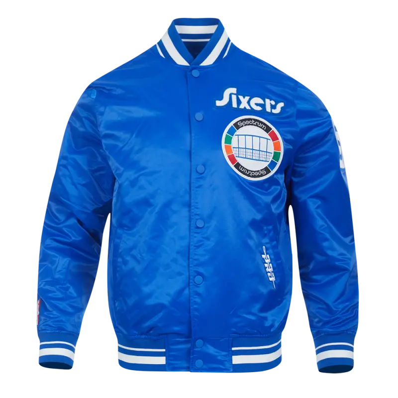 nba philadelphia 76ers city edition 24-25 mens rib satin jacket royal blue