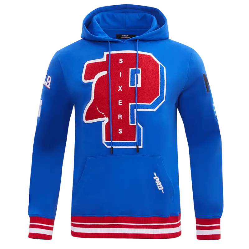 nba philadelphia 76ers mashup mens rib pullover hoodie royal bluered
