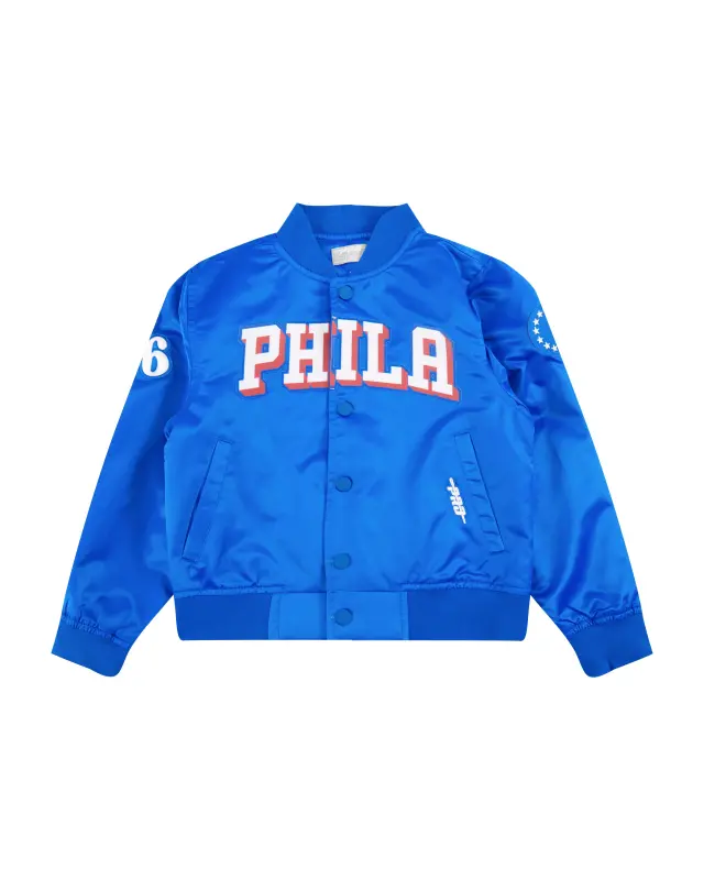 nba philadelphia 76ers classic little boys satin jacket royal blue