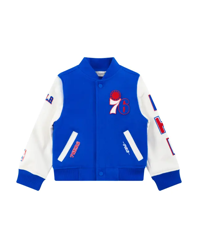 nba philadelphia 76ers classic toddler boys wool varsity jacket royal bluewhite