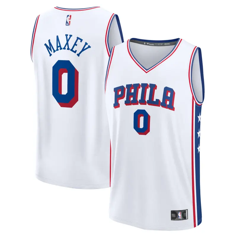 youth philadelphia 76ers tyrese maxey fanatics white fast break replica player jersey - association edition