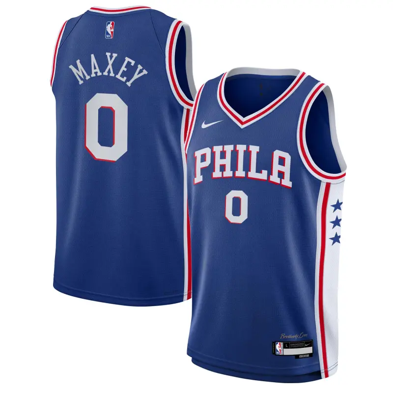 youth philadelphia 76ers tyrese maxey nike royal swingman jersey - icon edition