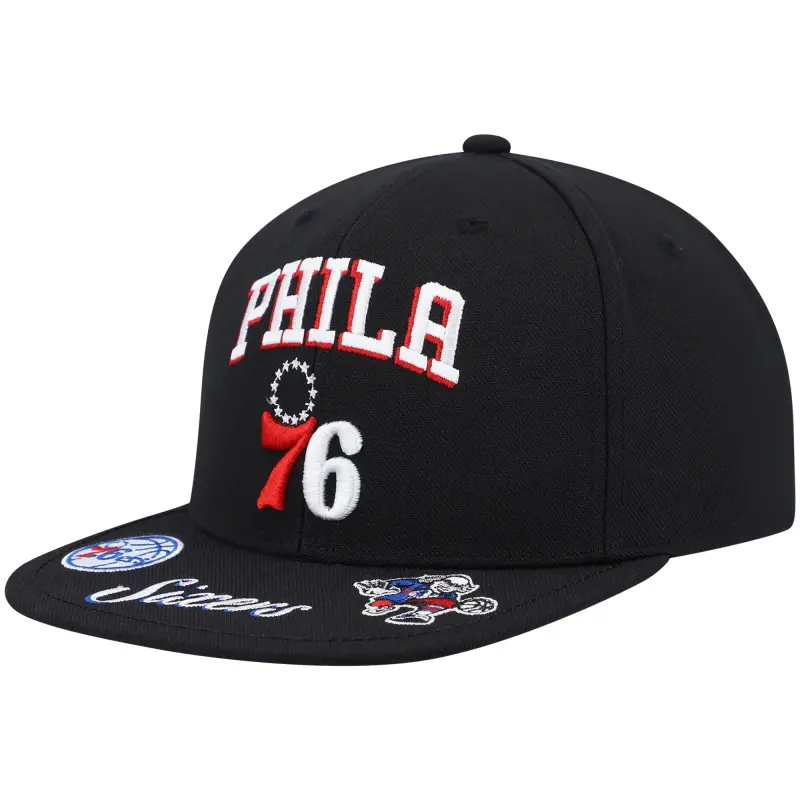men8217s philadelphia 76ers mitchell amp ness black front loaded snapback hat