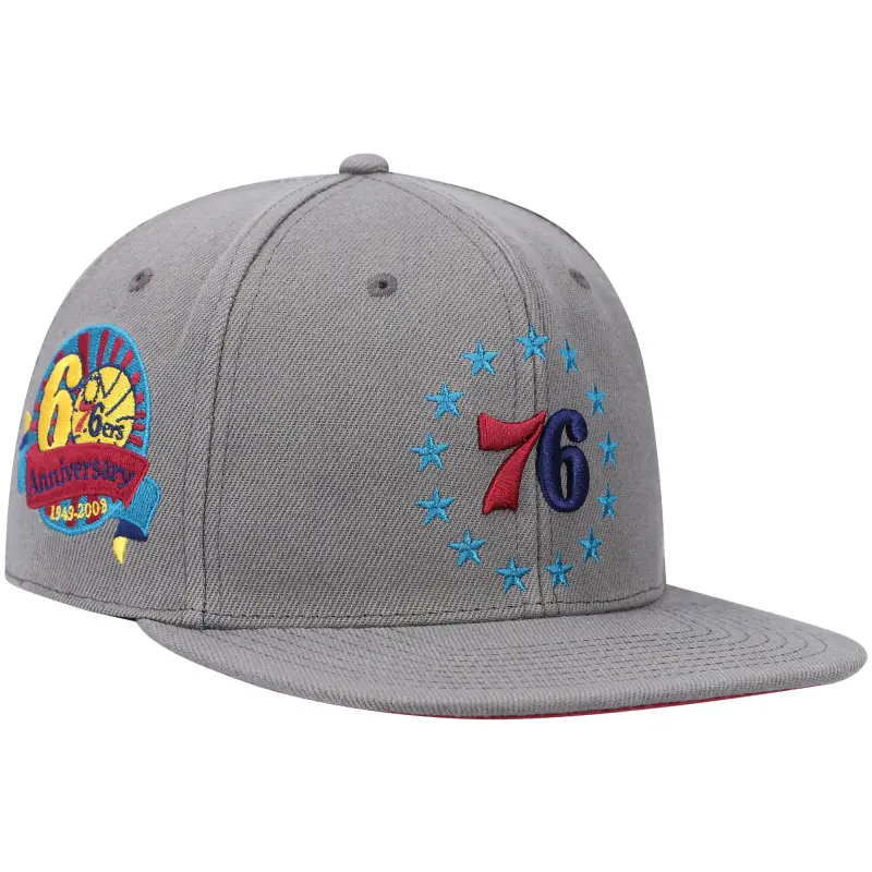 men8217s philadelphia 76ers mitchell amp ness charcoal hardwood classics 60th anniversary carbon cabernet fitted hat