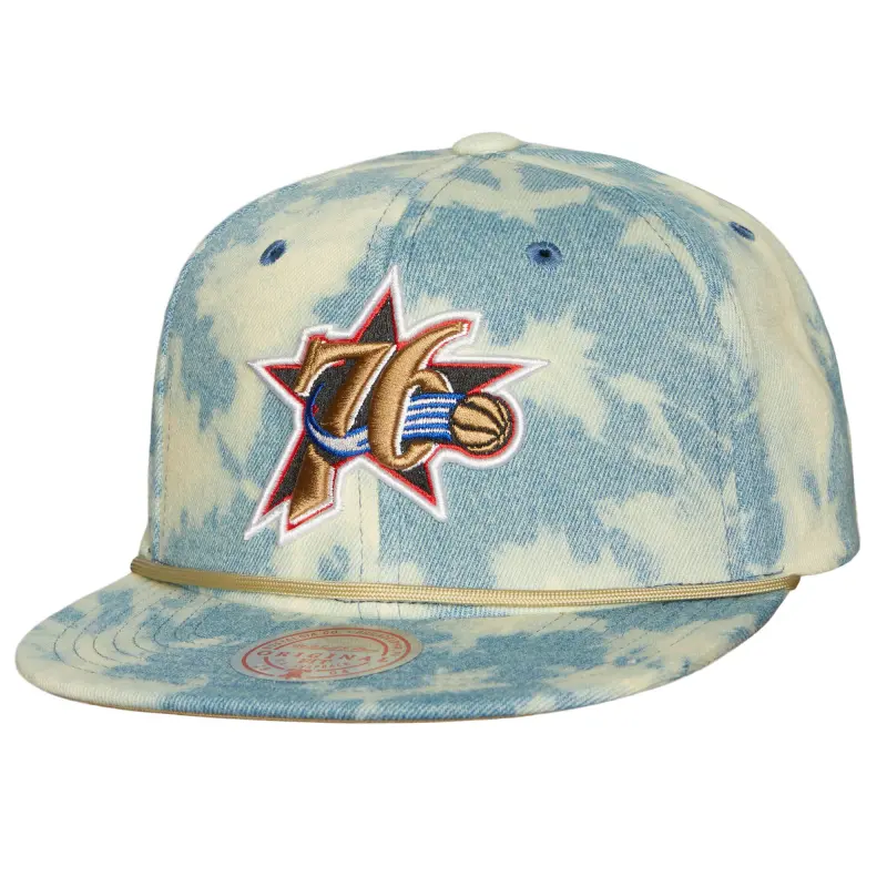 men8217s philadelphia 76ers mitchell amp ness denim acid wash snapback hat