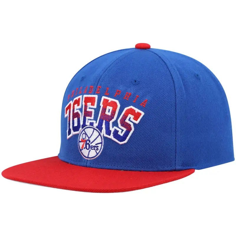 men8217s philadelphia 76ers mitchell amp ness royalred hardwood classics gradient wordmark snapback hat