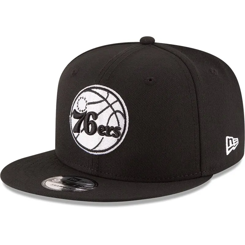 men8217s philadelphia 76ers new era black black amp white logo 9fifty adjustable snapback hat