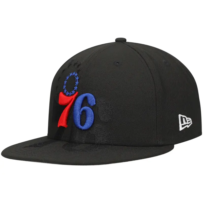 men8217s philadelphia 76ers new era black blackout shadow logo 59fifty fitted hat