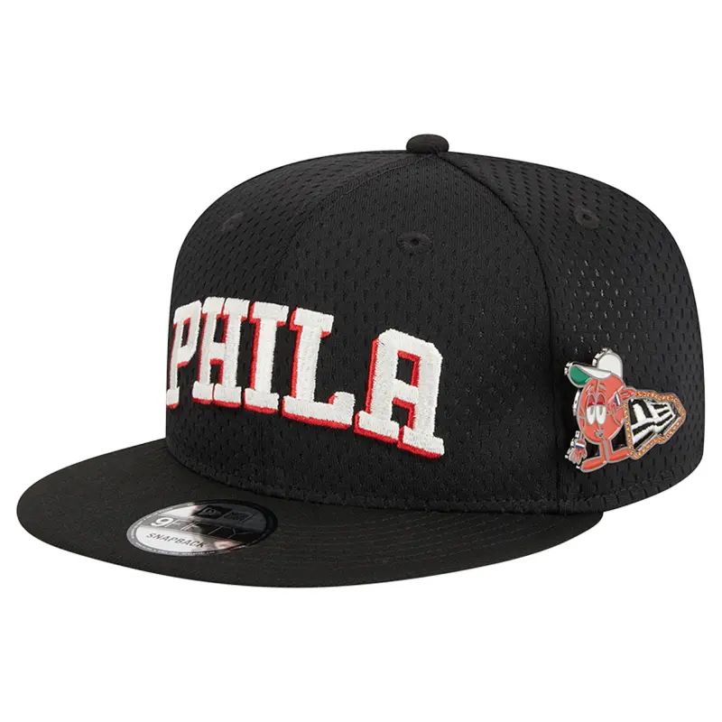 men8217s philadelphia 76ers new era black post-up pin mesh 9fifty snapback hat