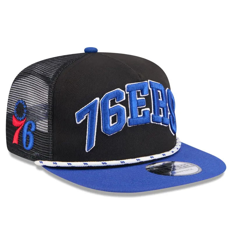 men8217s philadelphia 76ers new era blackroyal throwback team arch golfer snapback hat