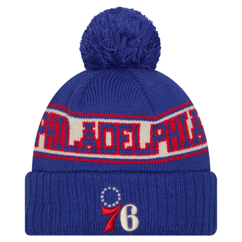 men8217s philadelphia 76ers new era royal throwback retro cuffed knit hat with pom