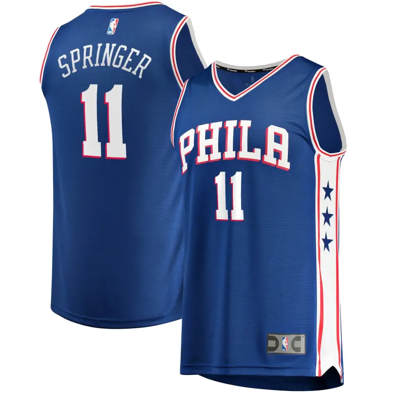men8217s philadelphia 76ers jaden springer fanatics royal fast break replica jersey - icon edition