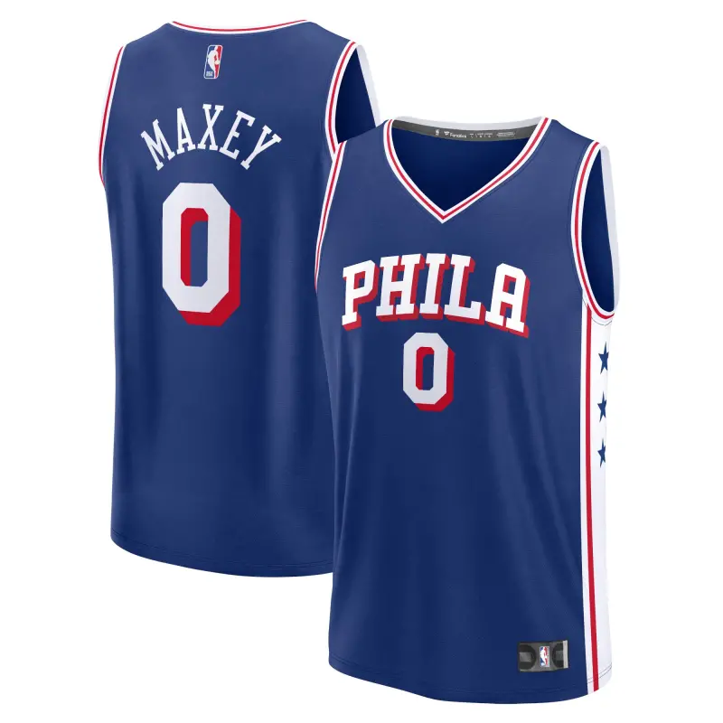 men8217s philadelphia 76ers tyrese maxey fanatics royal fast break replica jersey - icon edition