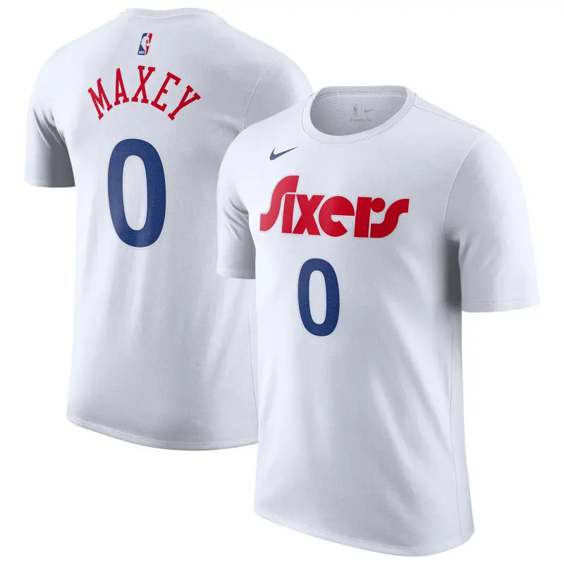 men8217s philadelphia 76ers tyrese maxey nike white 202425 city edition name amp number t-shirt