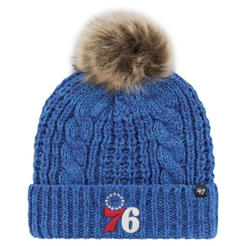 women8217s philadelphia 76ers 821747 royal meeko cuffed knit hat with pom