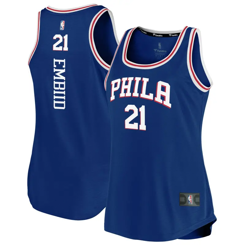 women8217s philadelphia 76ers joel embiid fanatics royal fast break team tank jersey - icon edition